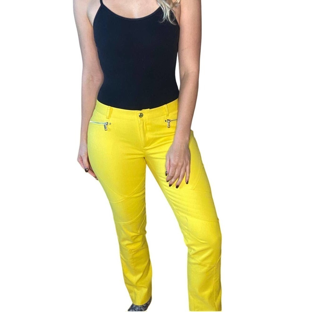 NWT Ralph Lauren Black Pants Lemon Yellow 10